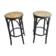 Pair of stools bistro wood and cannage