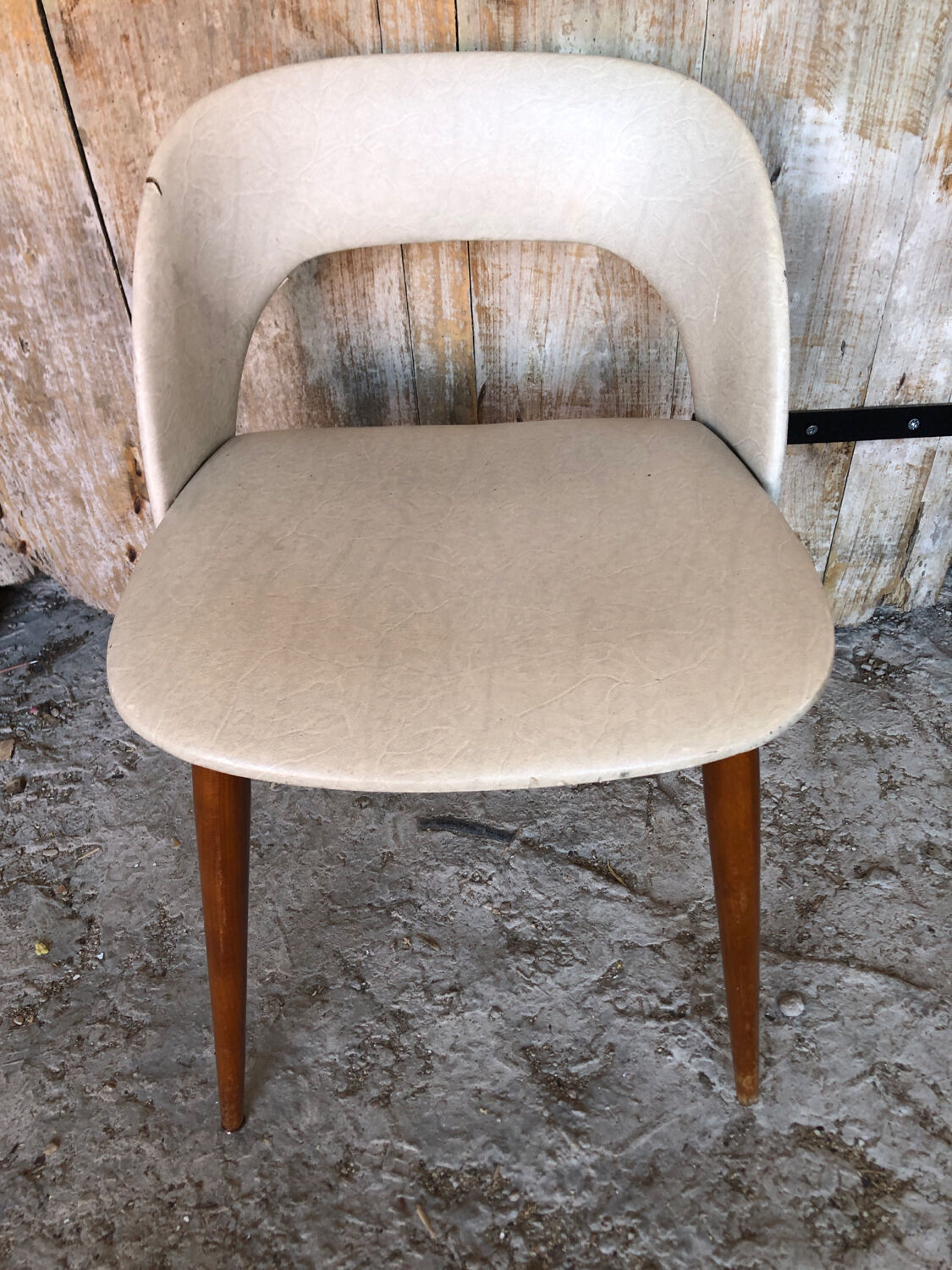 Scandinavian armchair skai white compass wooden vintage