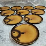 Set of ten Moulin des Loups fish plates.