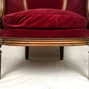 Louis XVI style shepherdess trimmed with dark red velvet, early nineteenth