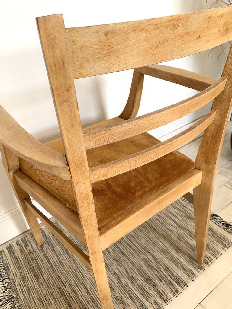 Art Deco armchair with mustard velvet seat