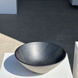 Duo of gray Indonesian ceramic bowls or salad bowls