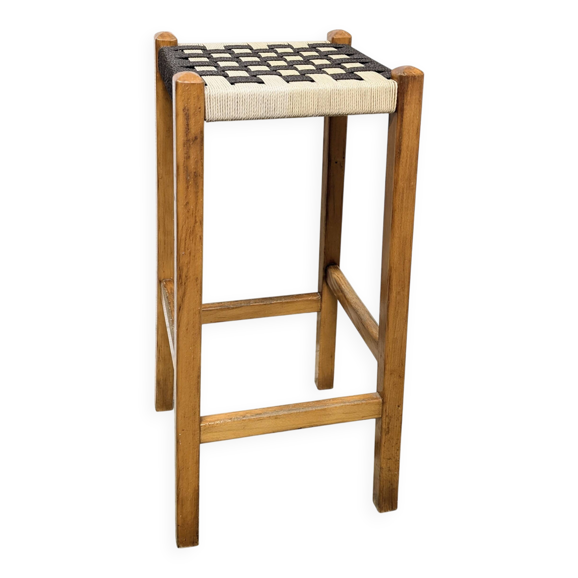 Tabouret de bar bois et corde tressée