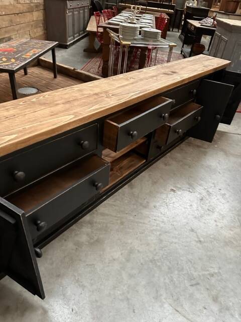 Old piece of furniture transformed into a TV stand