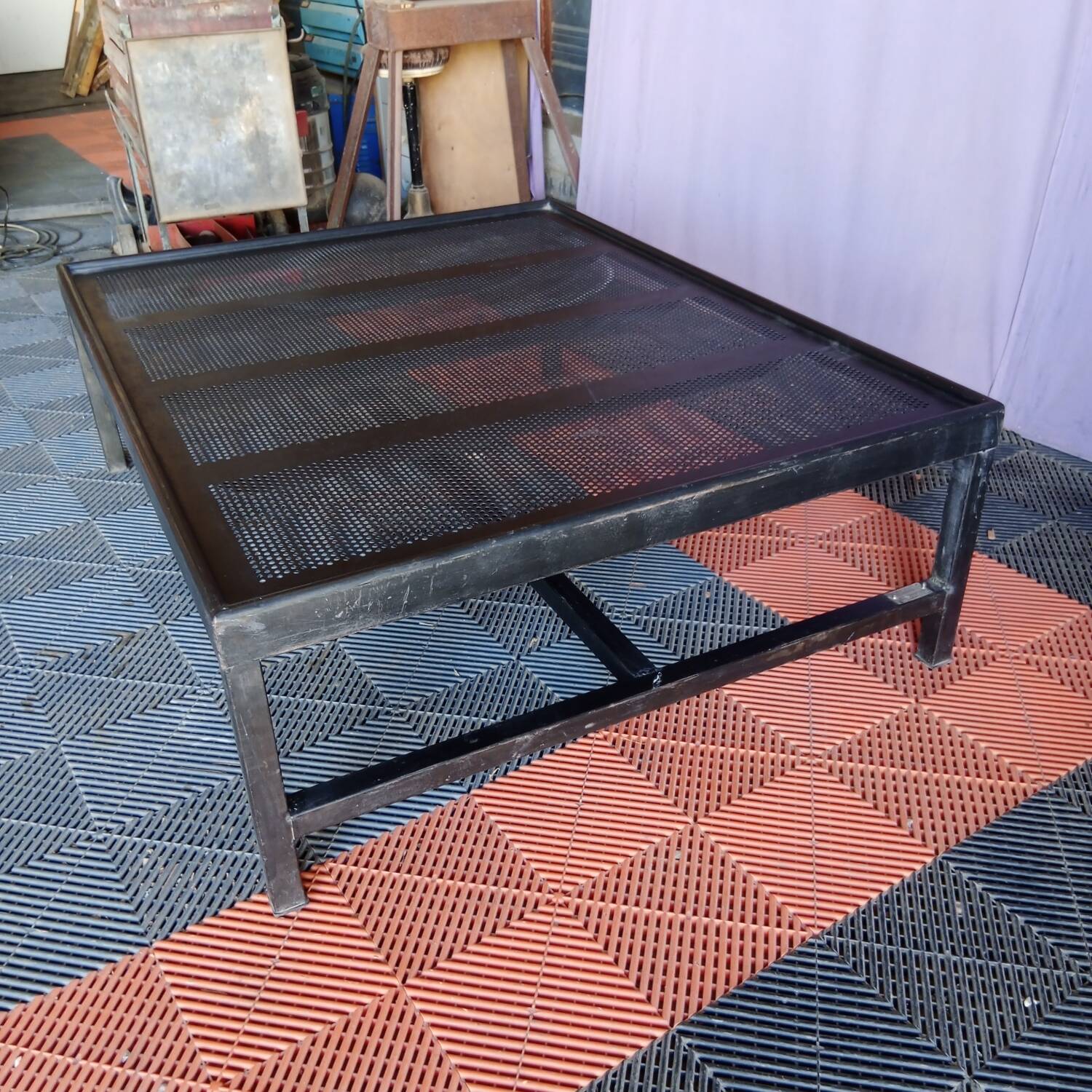 Large industrial metal coffee table