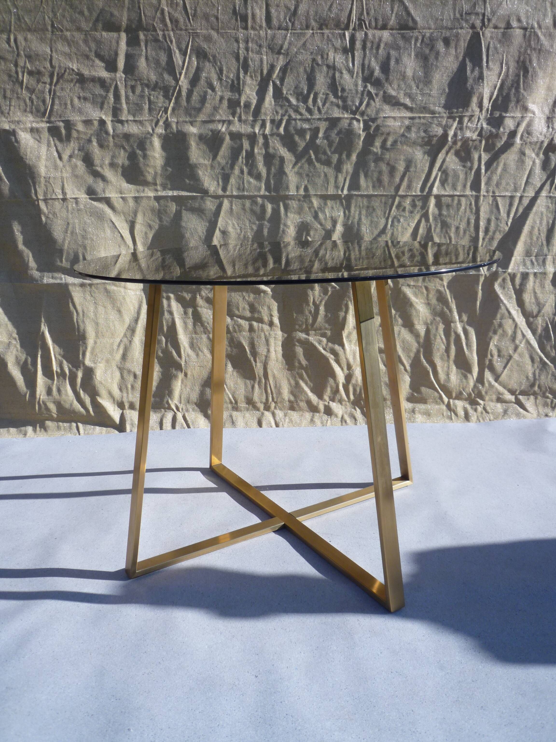 Smoked glass bronze dining table