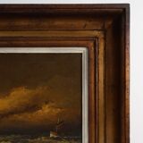 Seascape painting by Albert Demoen in Giltwood Frame, Belgium ca. 1940