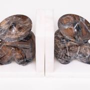 Vintage Onyx and White Marble Bookends, Sombrero Design, Mexico, 1970s