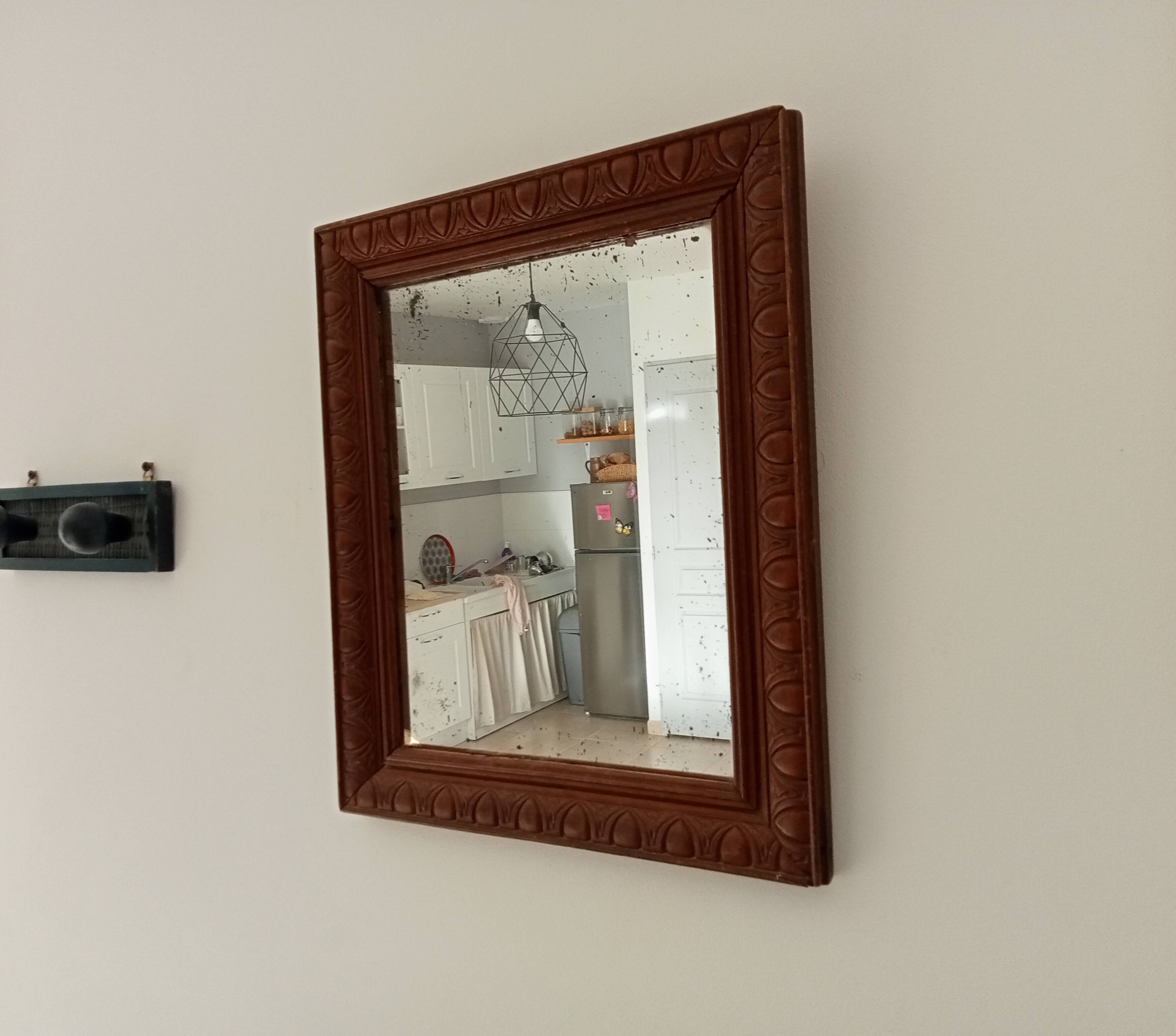 Old carved wooden mirror 38*32cm