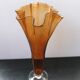 Former orange bullé glass vase col corolle - vintage transparent foot