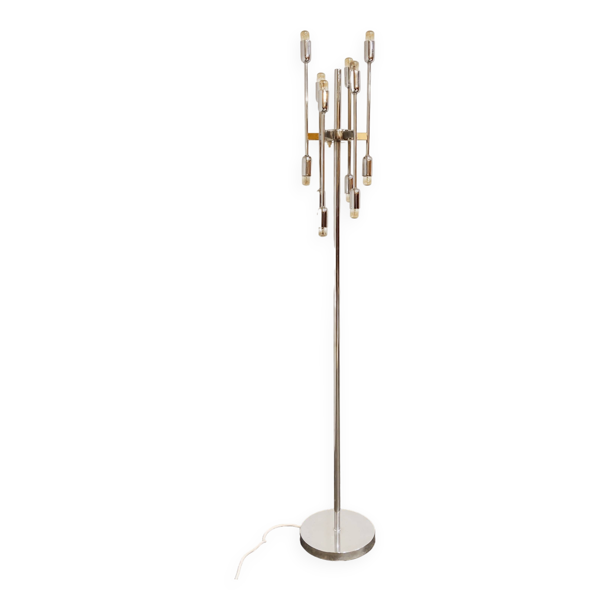 Vintage chrome 12 light floor lamp, 1970s