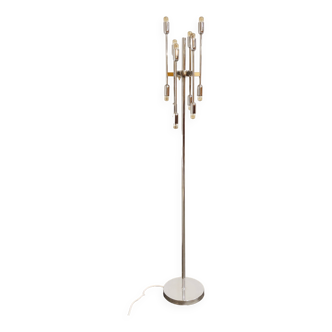 Lampadaire en métal chromé à 12 lumières, 1970