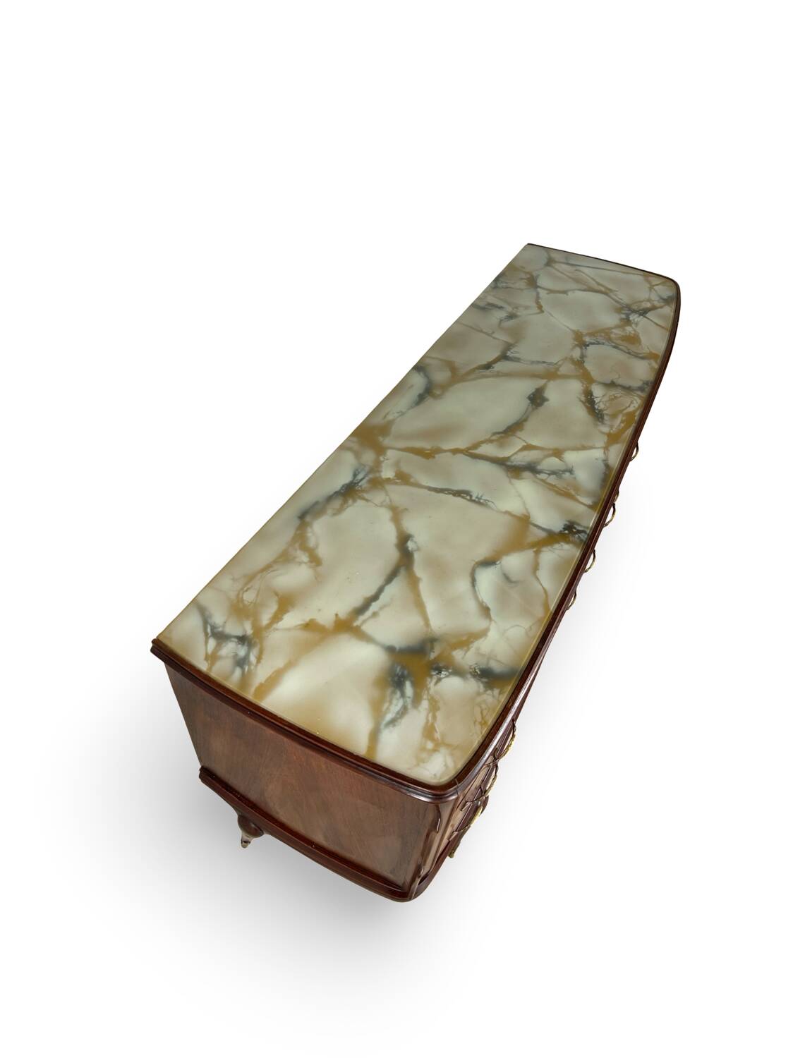 Commode en placage de palissandre avec plateau en onyx vert