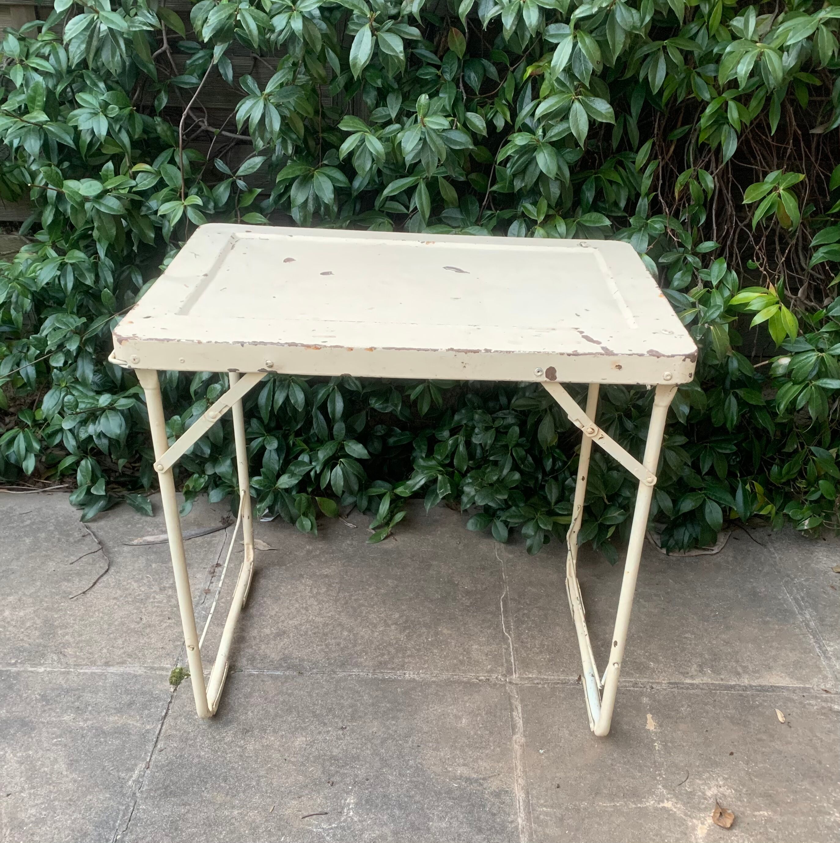 Folding iron side table