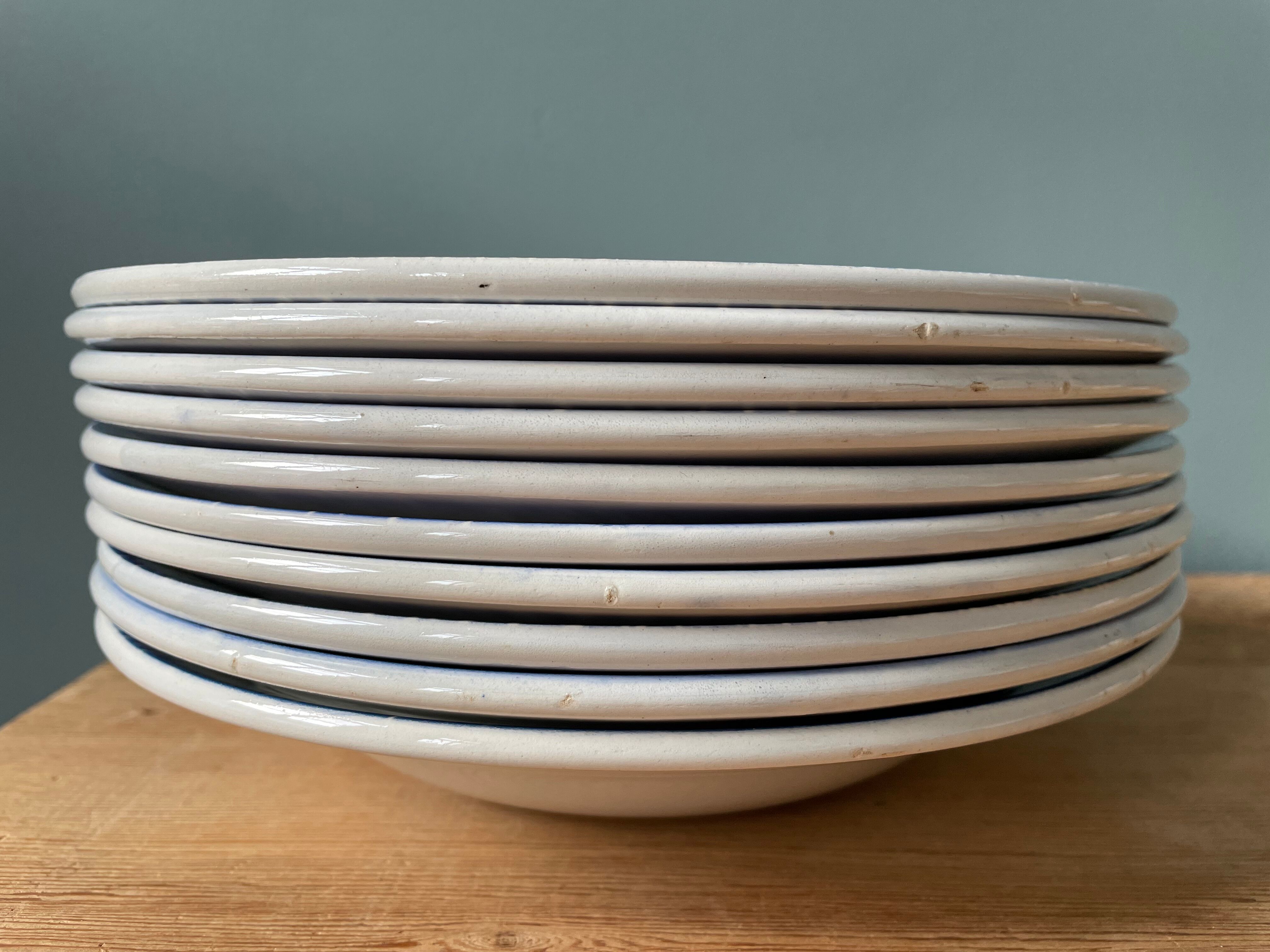 Set of 10 vintage hollow plates in Badonviller earthenware