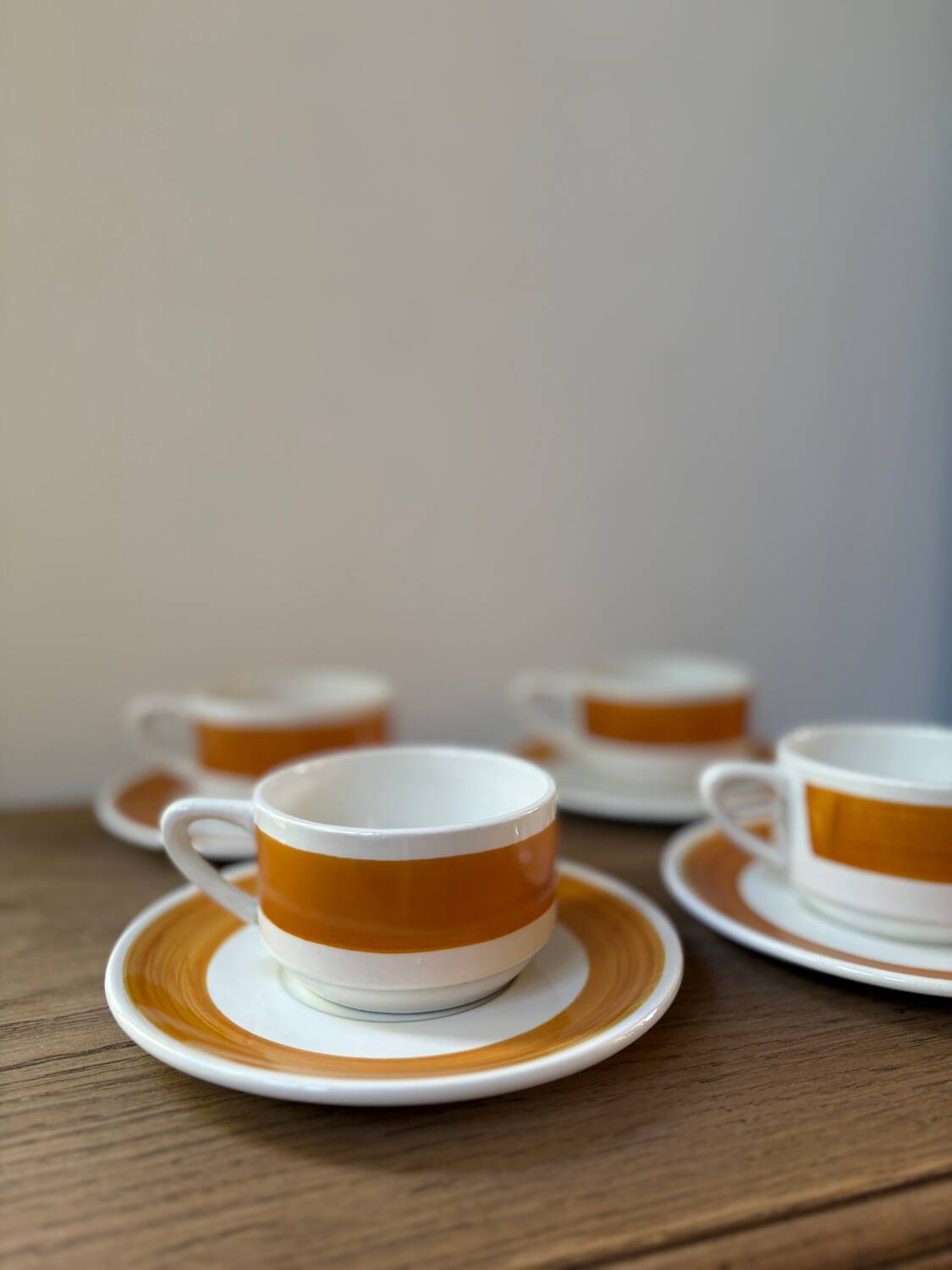 4 Luneville cups and saucers, Florence model, vintage
