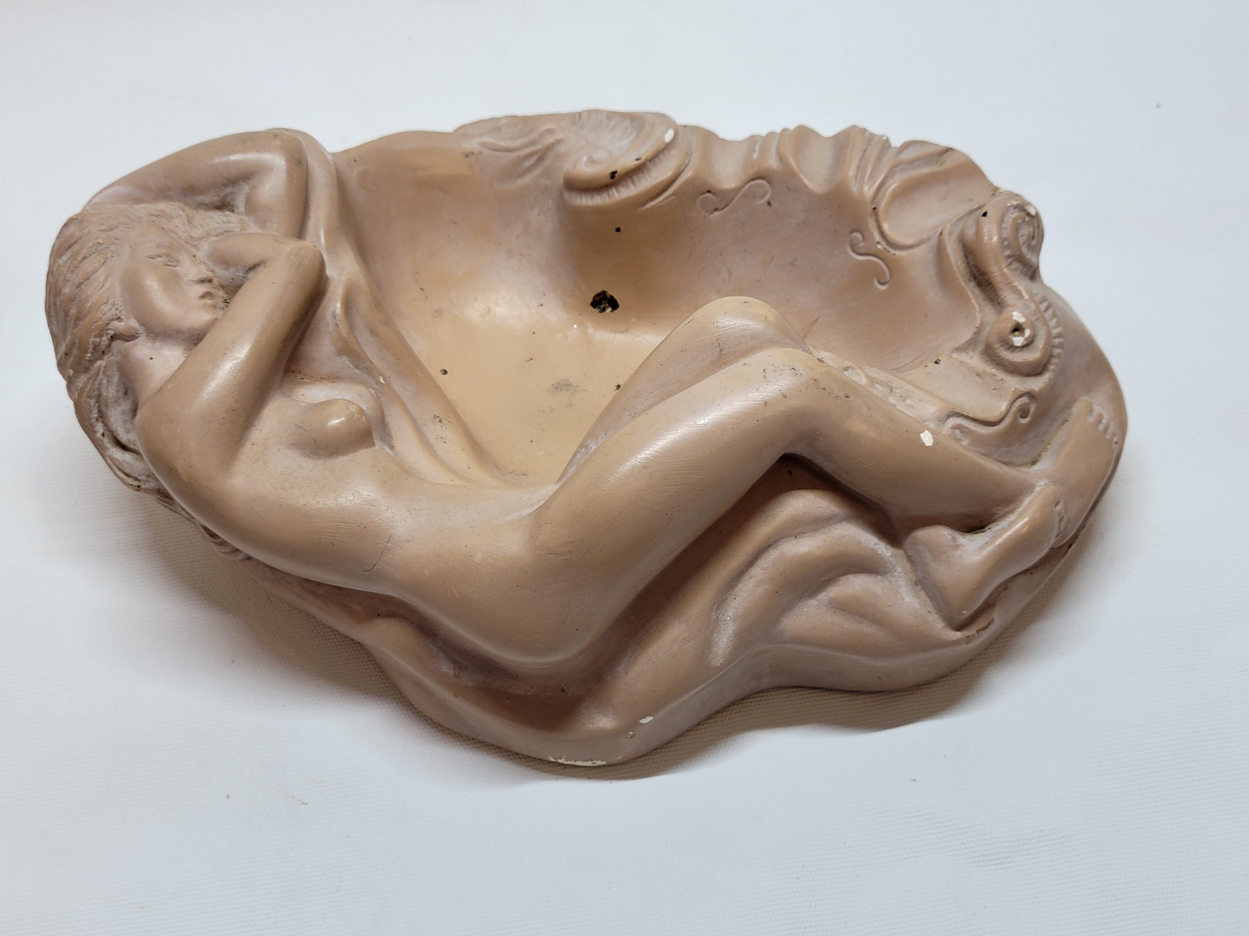 Empty plaster pocket sleeping woman art nouveau signed Carlo Conte