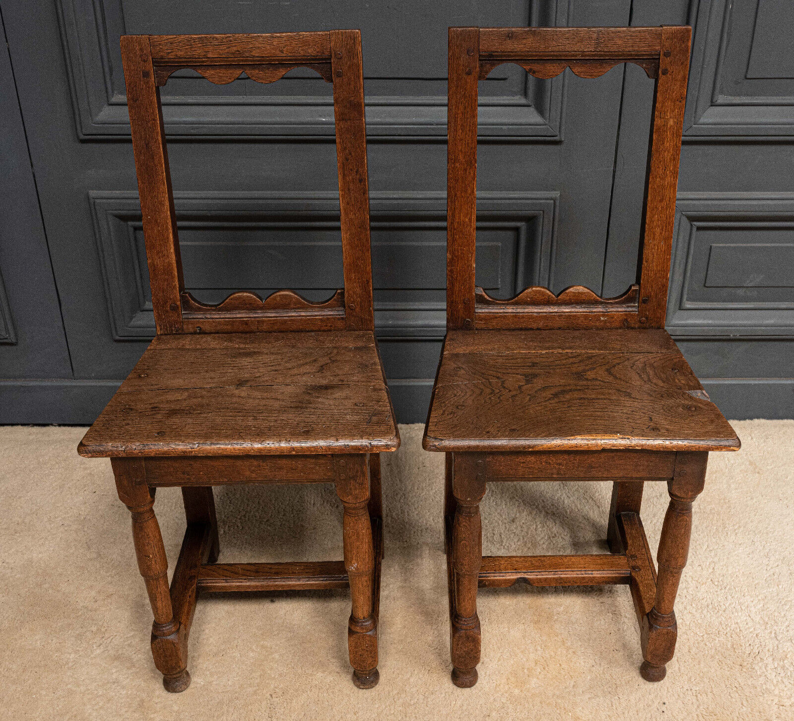 Pair of Lorraine chairs in oak late seventeenth early eighteenth