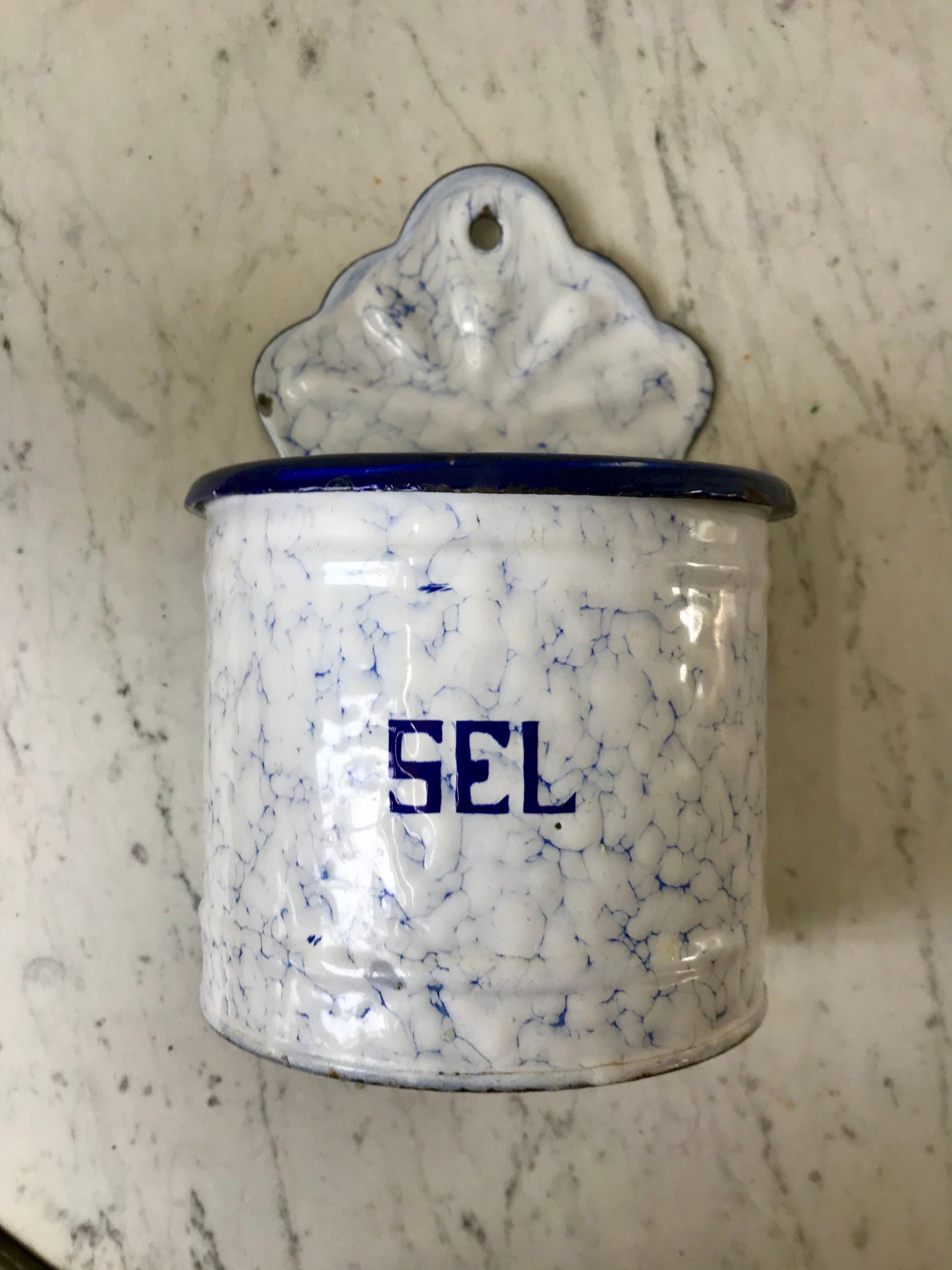 enamelled salt jar to be fixed early twentieth century
