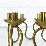 Scandinavian brass candle holder by Lars Holmström, Sweden 1950s