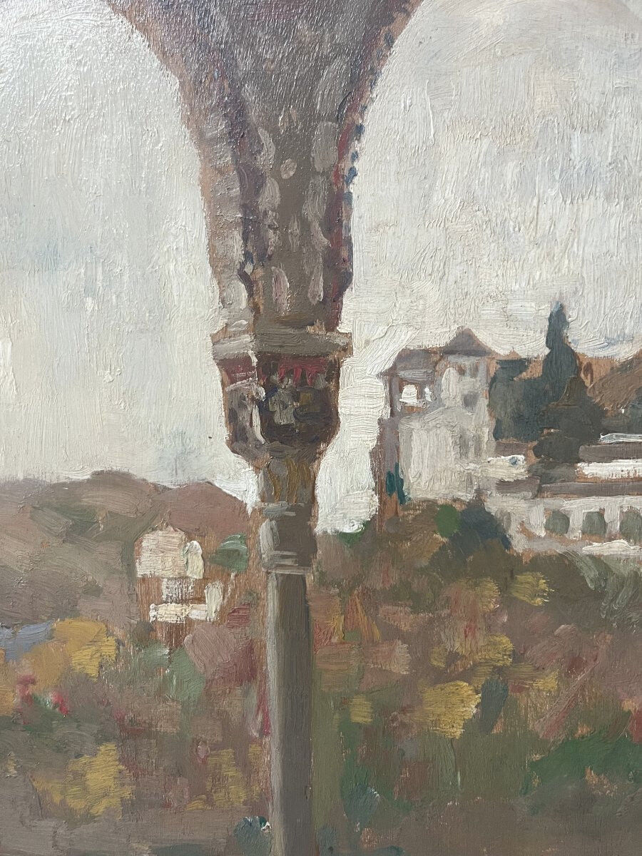 James Kerr-Lawson (1864-1939) View of the Alhambra, Granada, oil on panel