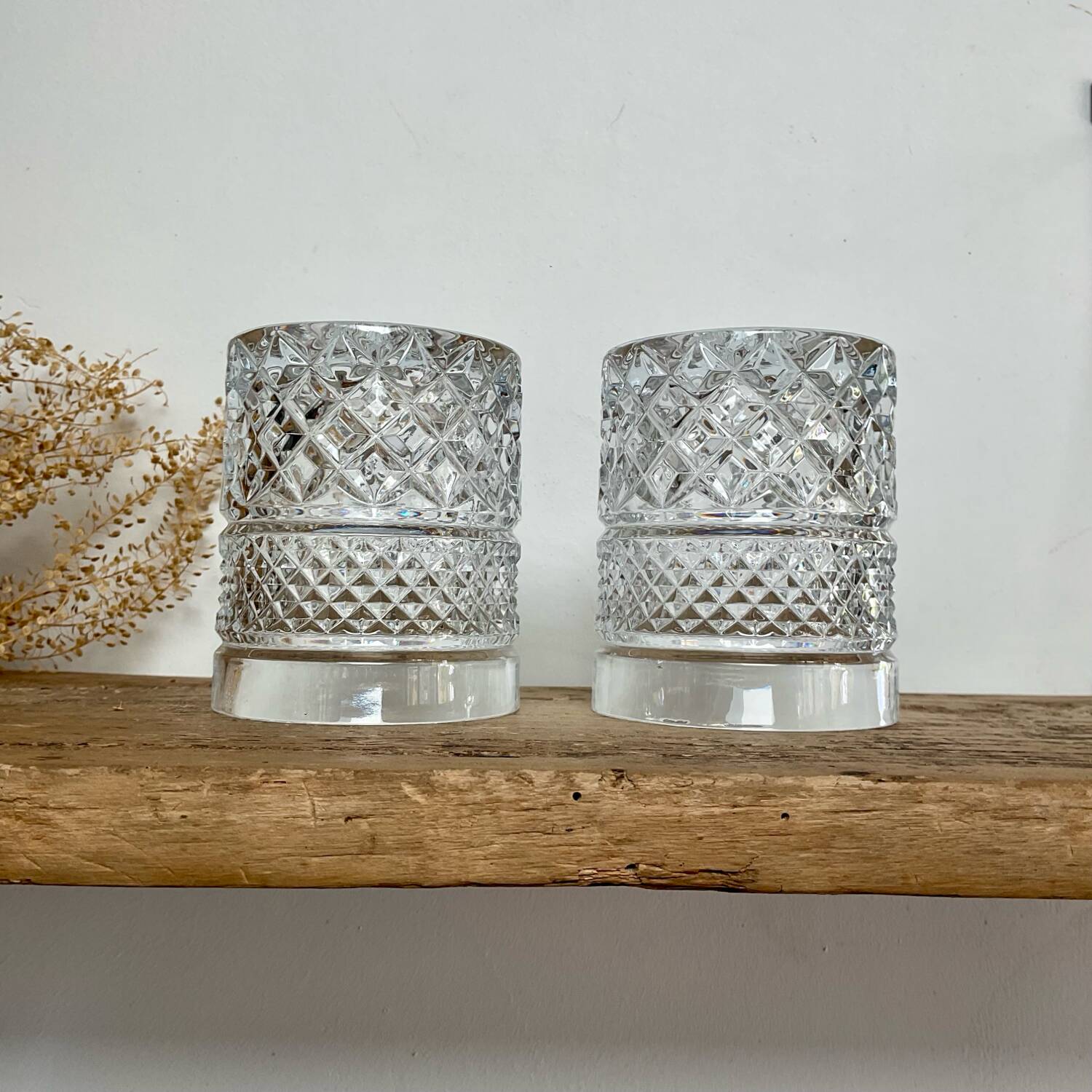 5 vintage whiskey glasses