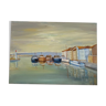 Oil on canvas port landscape