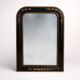 Antique Napoleon III mirror, black frame with hand-painted floral decoration – 19th century