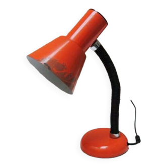 Ancienne lampe en tôle emaillée orange