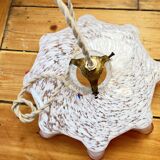 White clichy skirt suspension with raspberry spun glass edge