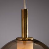 Hanging lamp with smoked Murano glass and opaline inner shade