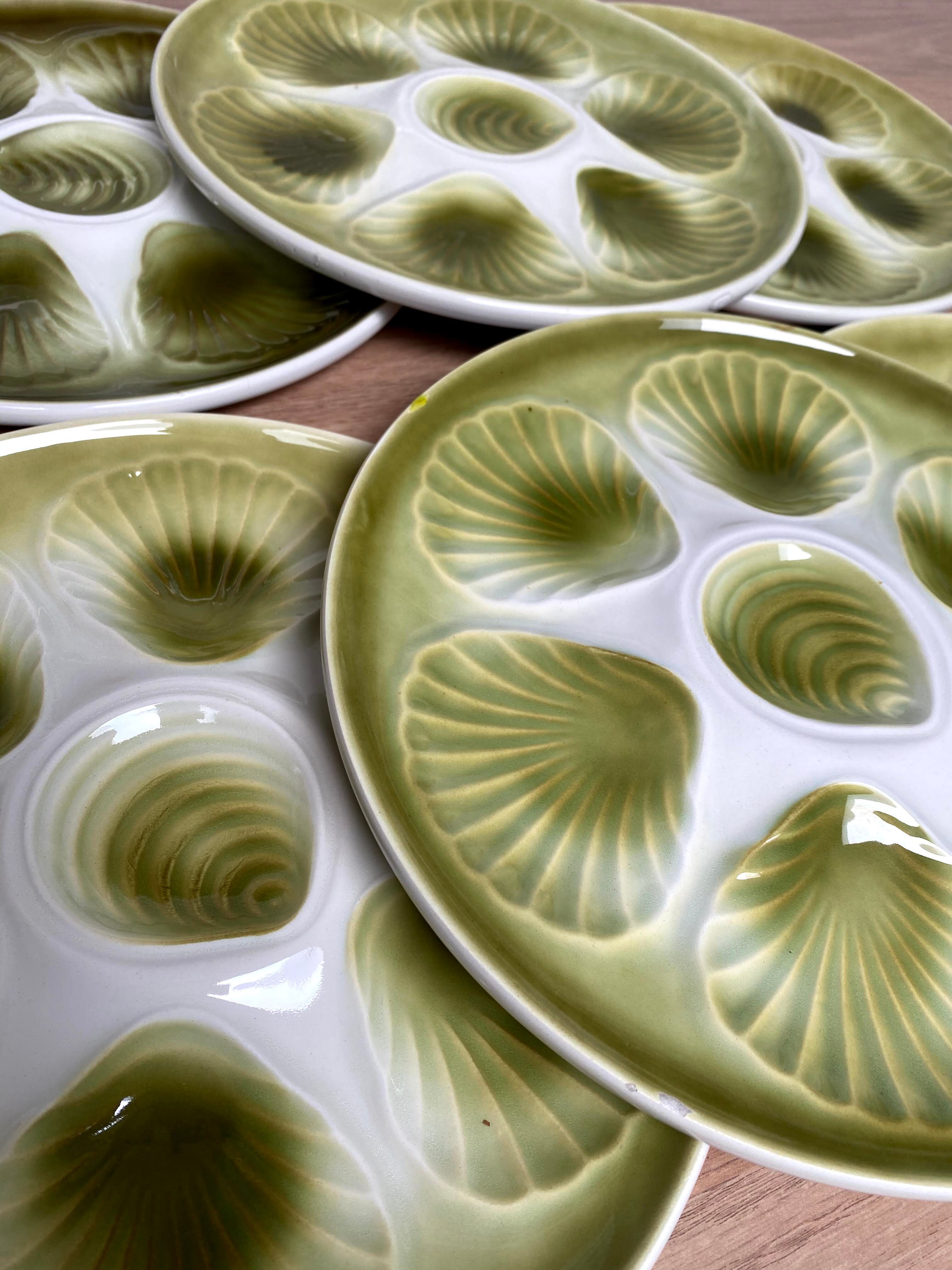 Set of 6 oyster plates in Earthenware Mill of Wolves