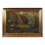 Painting „The Forest Mill”, Scandinavian design, 1970s, by C. May
