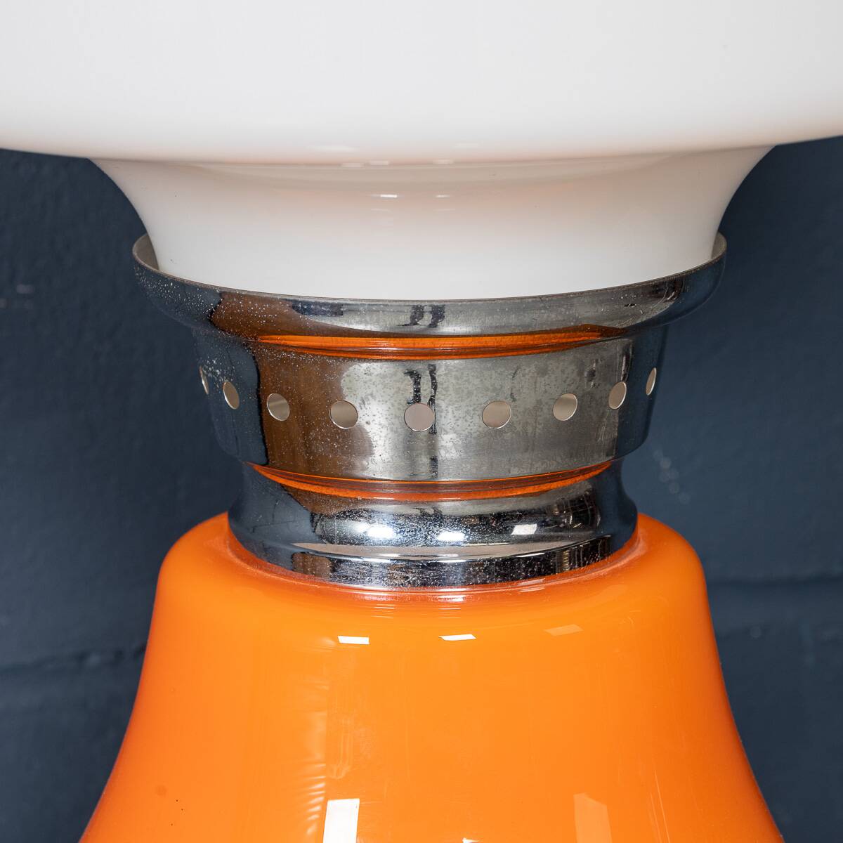Vintage 20thc italian white & orange glass table lamp c.1970