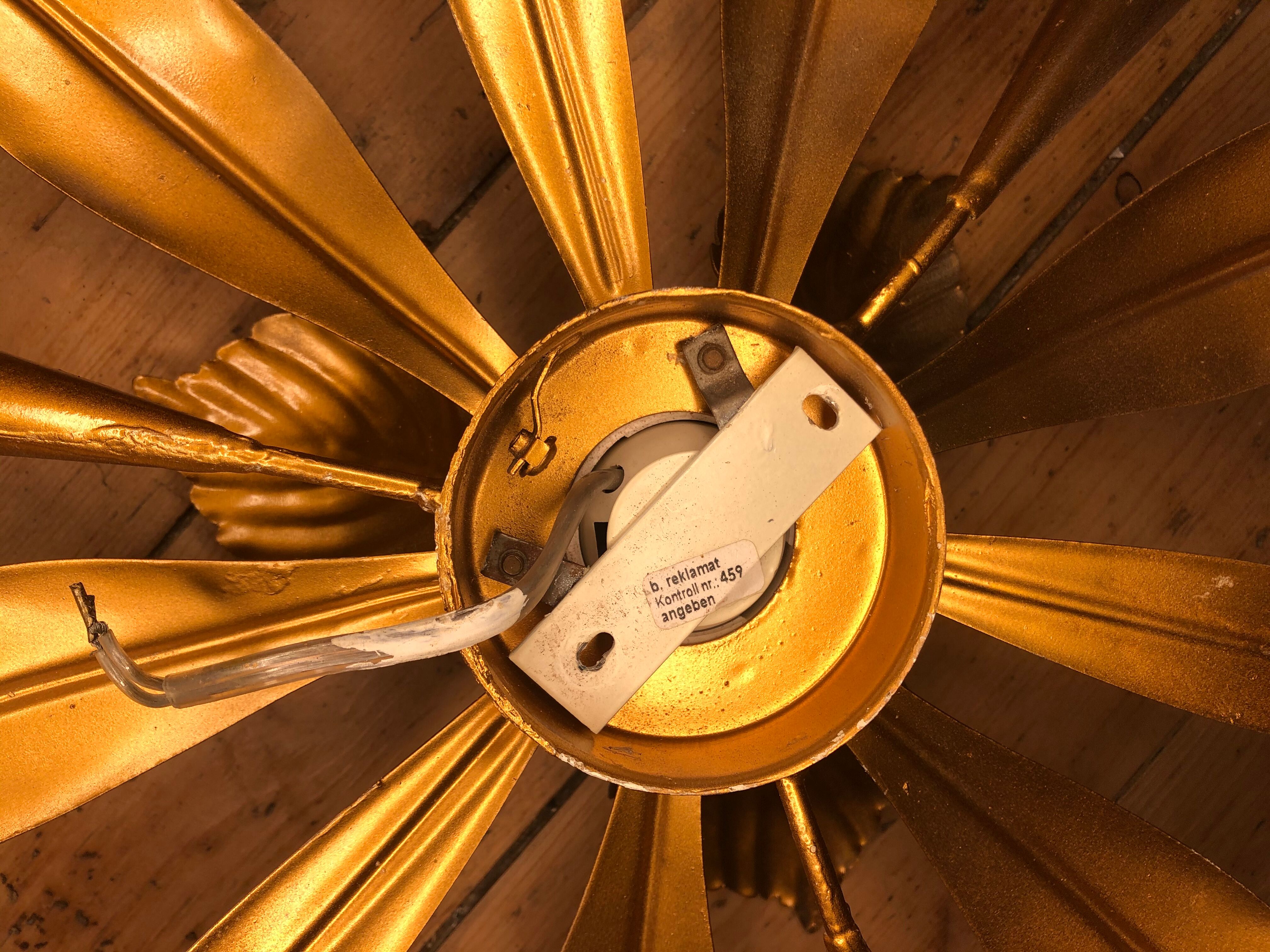 Vintage gold metal flower wall light