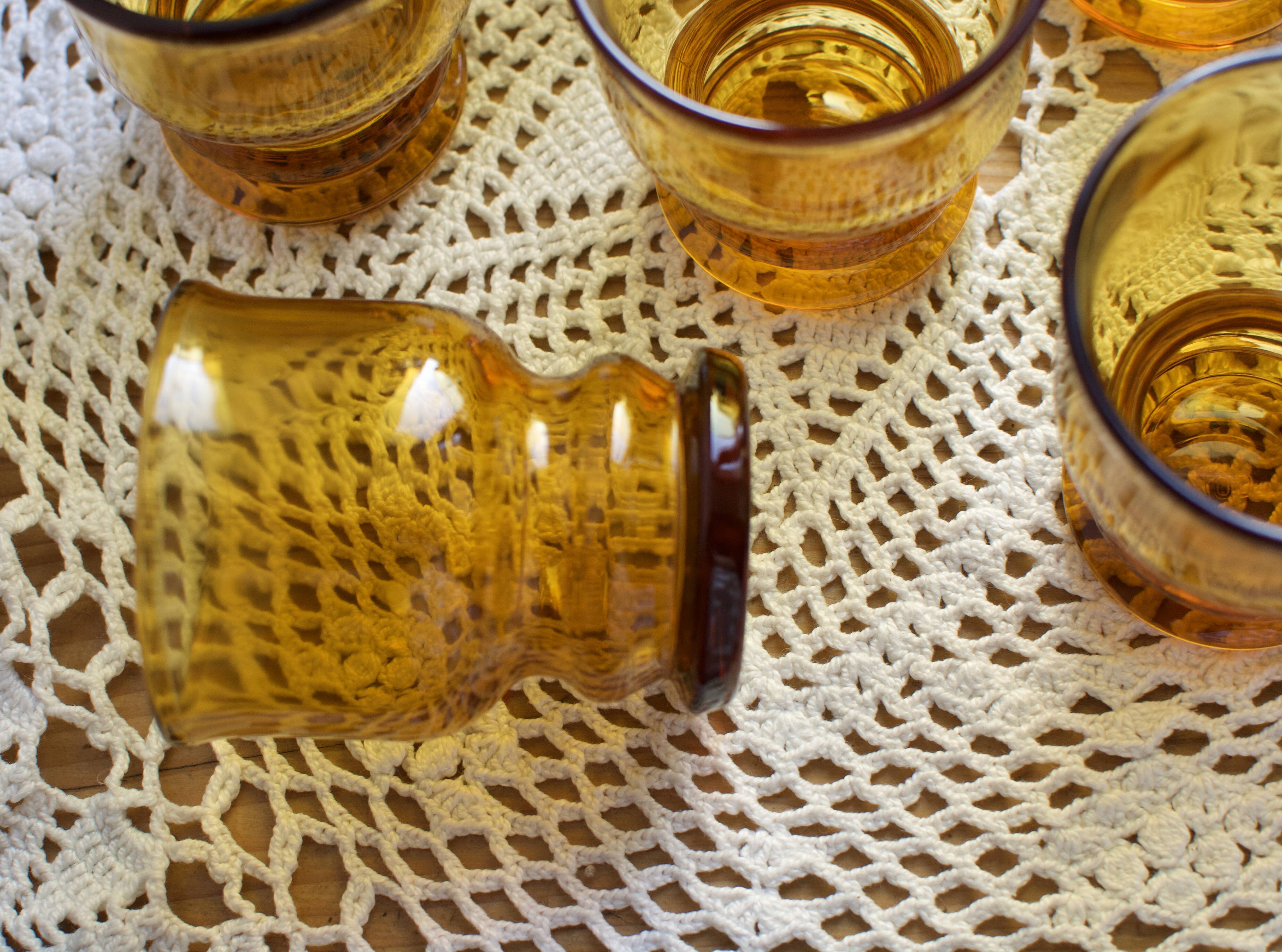 Ensemble de 6 verres ambré vintage pernod