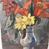 Oil portrait on cardboard of a man 50s