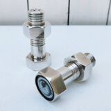 Salt shaker pepper mill silver metal bolt. vintage