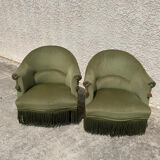 Pair of vintage green toad armchairs