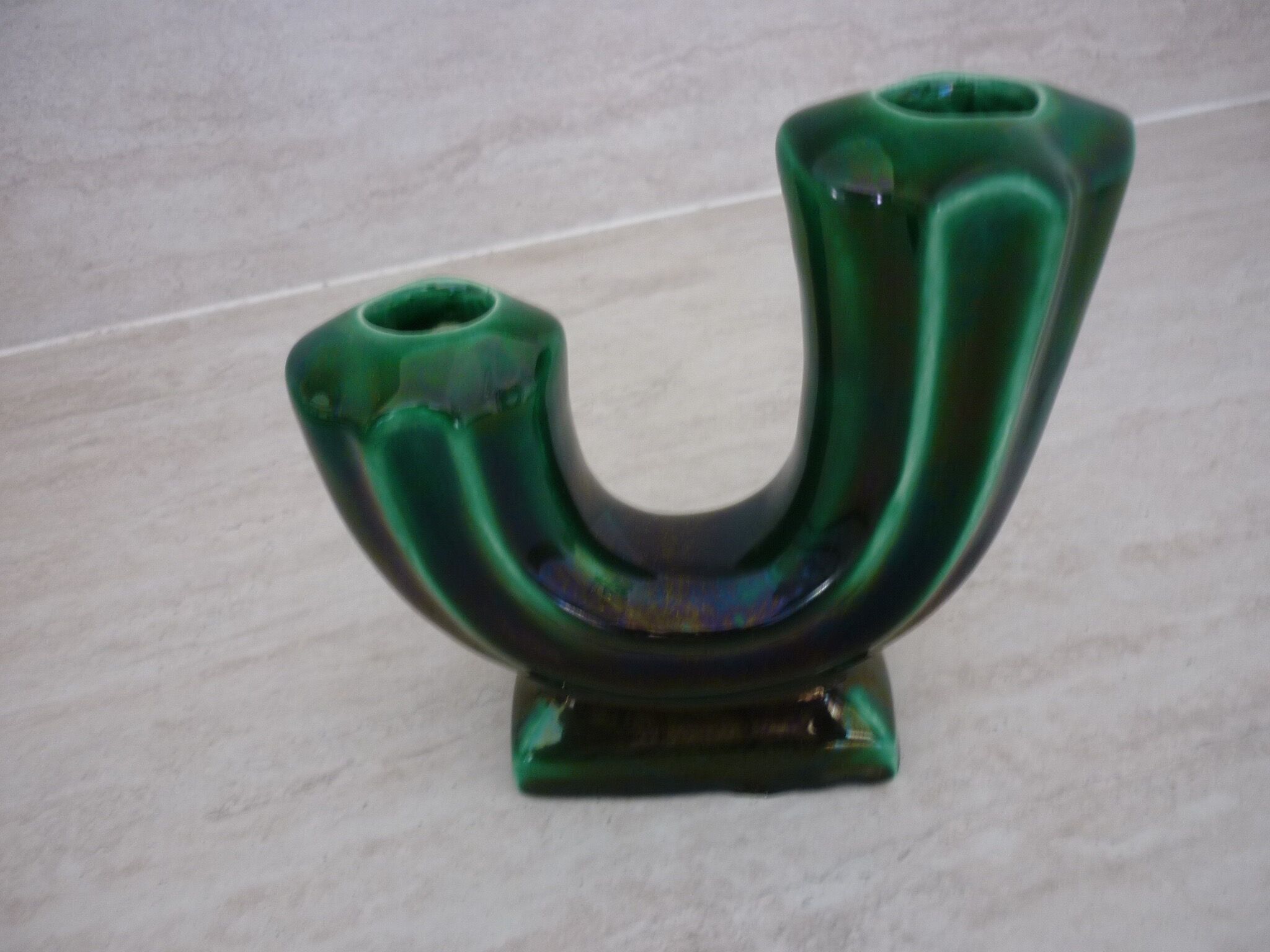 Vintage stylized cactus green candle holder