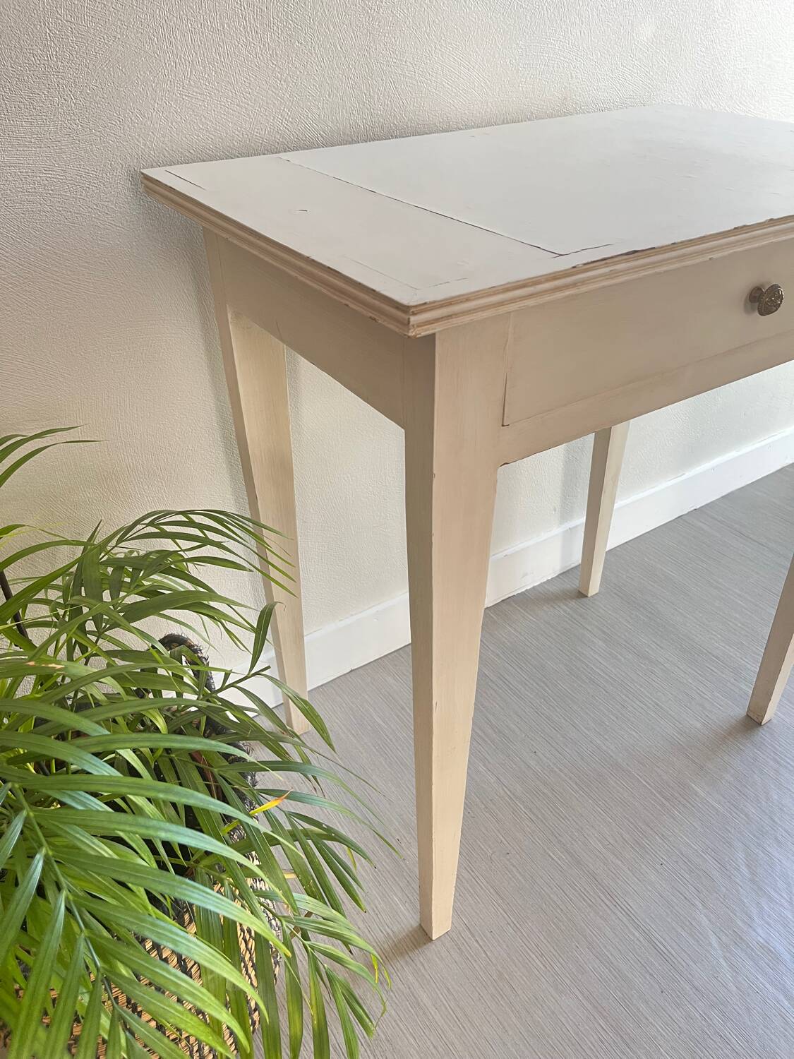 Small patinated wood table / desk / console / side table