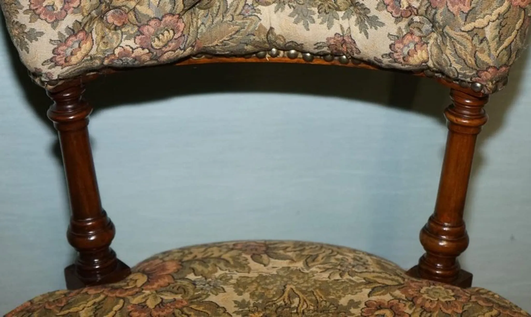 Antique Victorian Nursing Chair in Tapestry with Floral Decoration