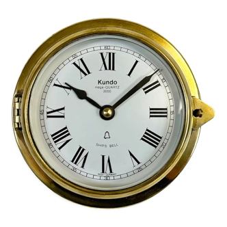 Horloge de navire en laiton allemand vintage de Kundo années 1970