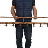 Wooden coat rack and hat rack wall with 8 hooks circa 1950