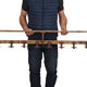 Wooden coat rack and hat rack wall with 8 hooks circa 1950
