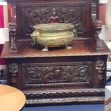 Banc coffre style Henri II en noyer