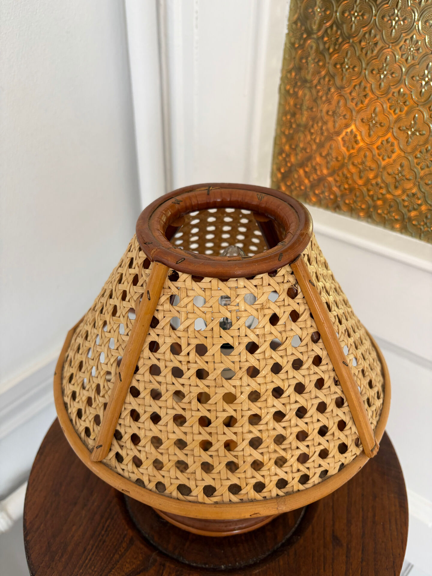 Vintage rattan caned lamp