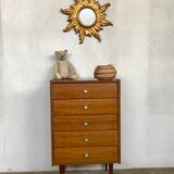 Vintage chest of drawers spindle feet oak 1960