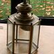 Brass suspension light and vintage faceted glass