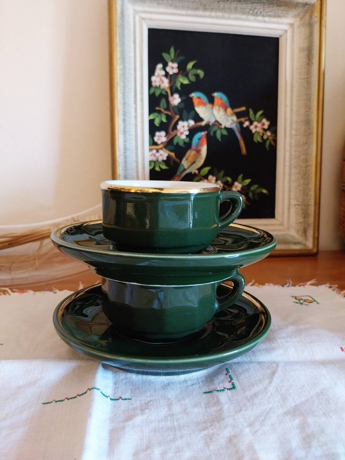 Parisian bistro cups, Chauvigny porcelain